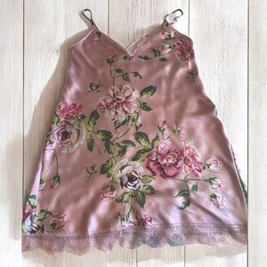 In Bloom by Jonquil Vintage Inspired Floral Satin Chemise-Lg. NWOT